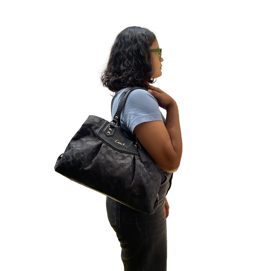 Coach Black Canvas Shoulder Bag
