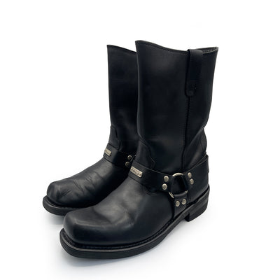 Chopper Men's Black Leather Square Toe Boots, 11 UK