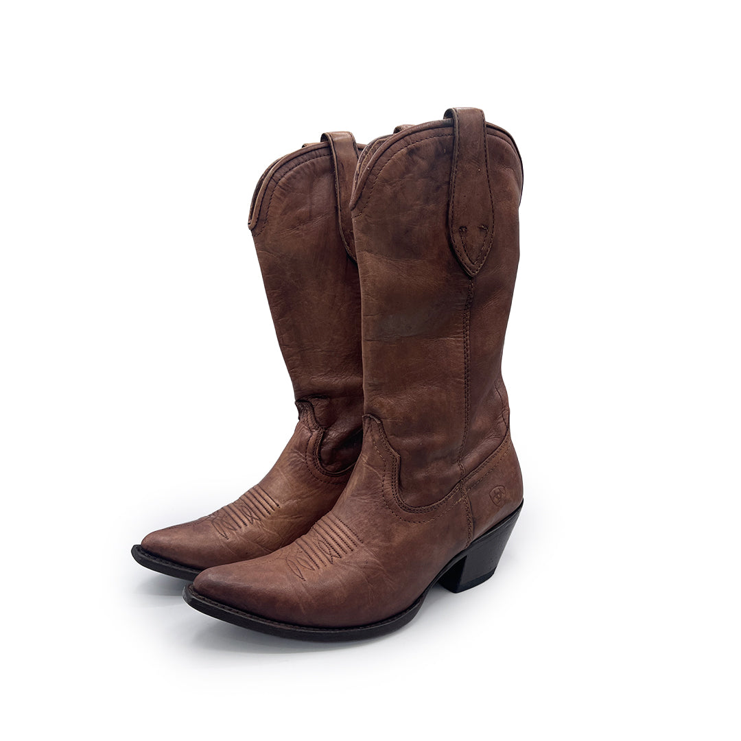 Ariat Women's Brown Leather Cowboy Boots, 5.5 UK