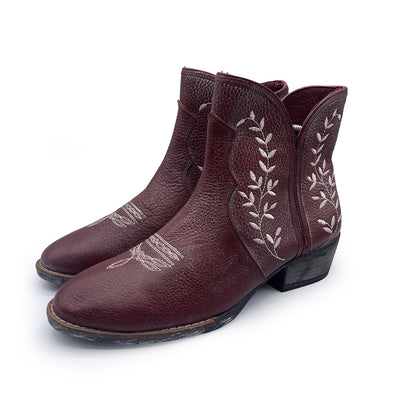 Sterling River Women's Burgundy Leather Ankle Boots, 8 UK