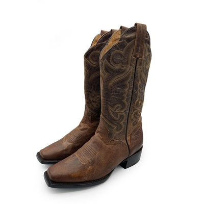 JB Dillon Women's Brown Leather Cowboy Boots, 4 UK