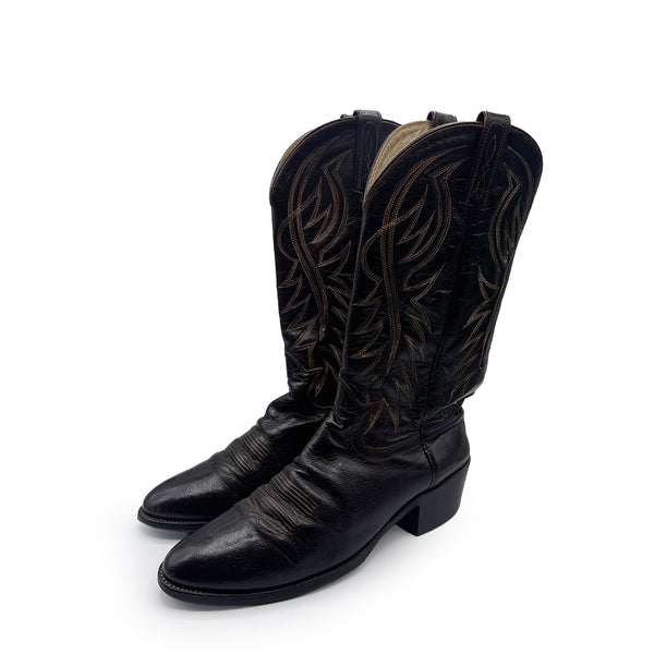 Dan Post Men's Dark Brown Leather Cowboy Boots, 8 UK