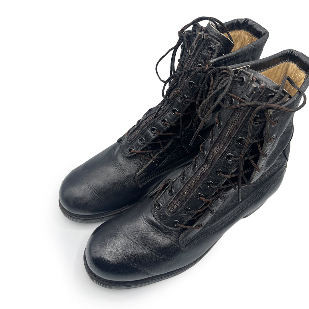 Vintage Men's Black Leather Combat Boots, 7.5 UK