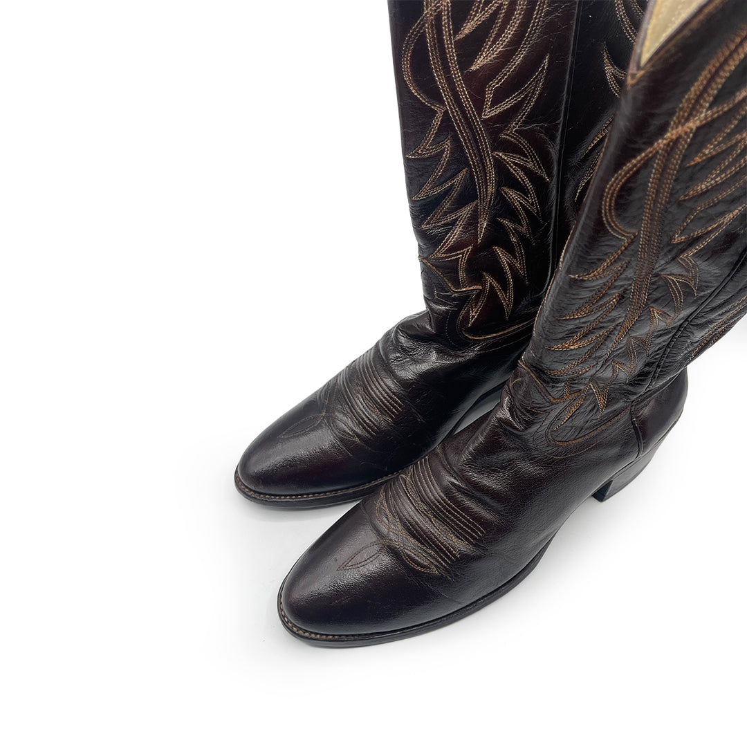 Dan Post Men's Dark Brown Leather Cowboy Boots, 8 UK