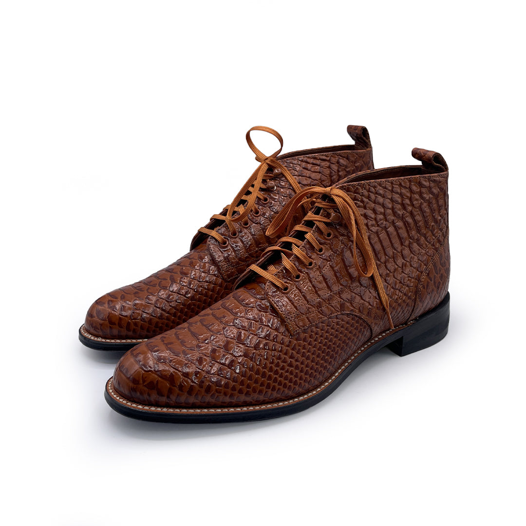 Stacy Adams Men's Brown Leather Anaconda Print Boots, 8 UK