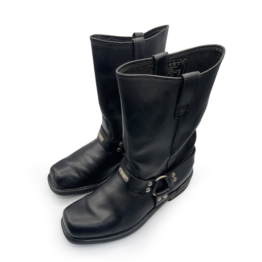 Chopper Men's Black Leather Square Toe Boots, 11 UK
