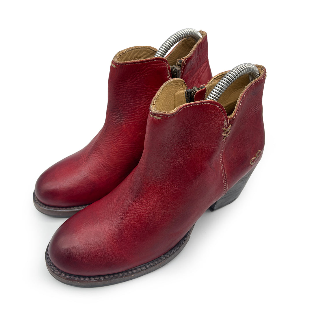 Bed Stu Women's Red Leather Ankle Boots, 5.5 UK