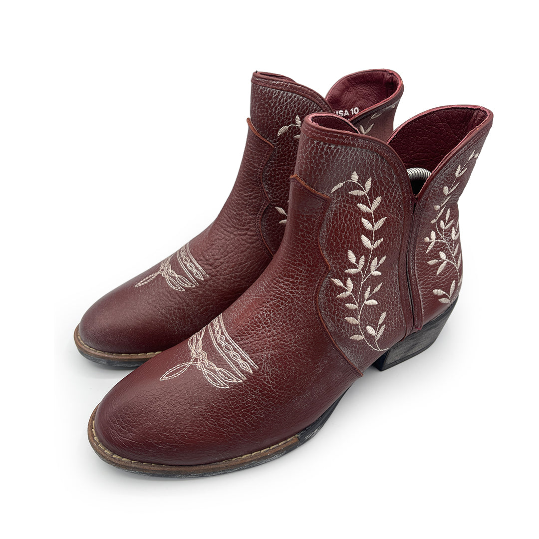 Sterling River Women's Burgundy Leather Ankle Boots, 8 UK