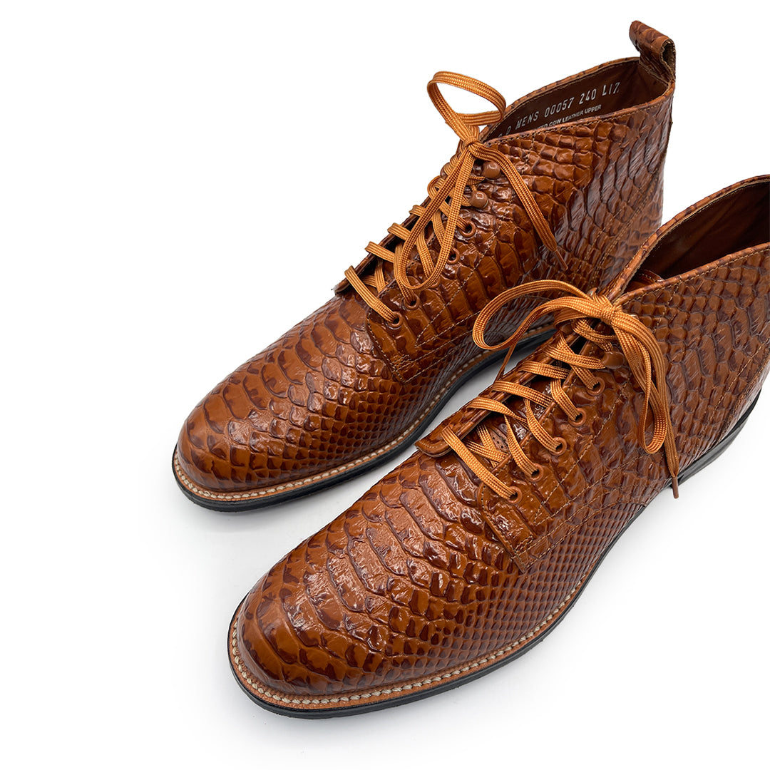 Stacy Adams Men's Brown Leather Anaconda Print Boots, 8 UK