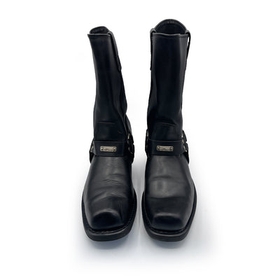 Chopper Men's Black Leather Square Toe Boots, 11 UK