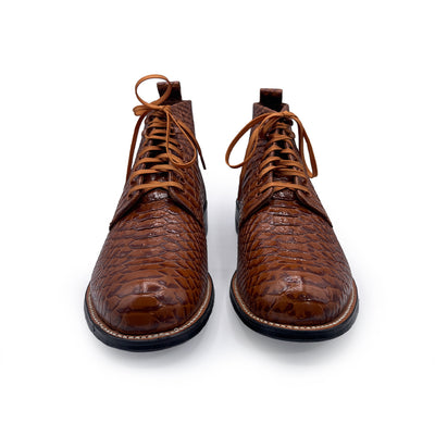 Stacy Adams Men's Brown Leather Anaconda Print Boots, 8 UK