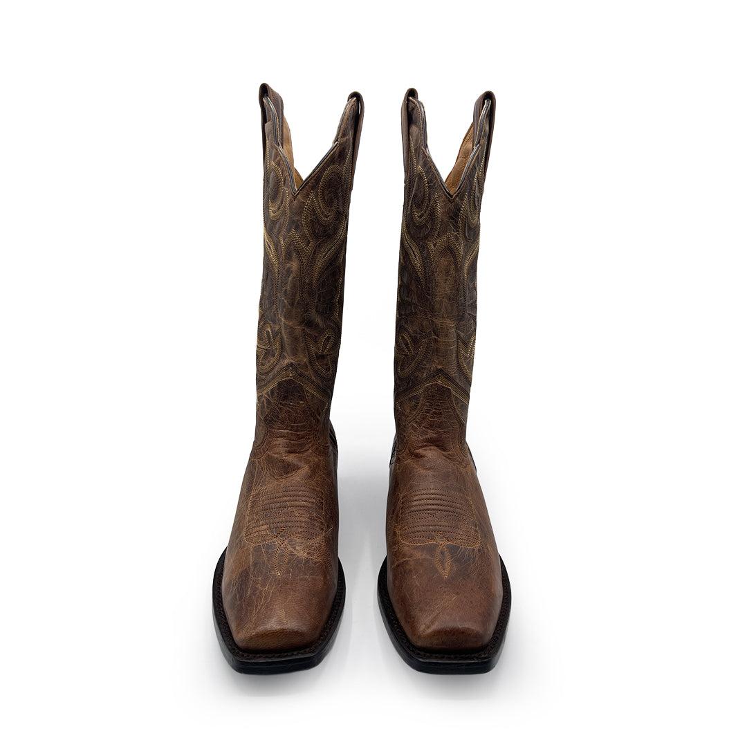 JB Dillon Women's Brown Leather Cowboy Boots, 4 UK