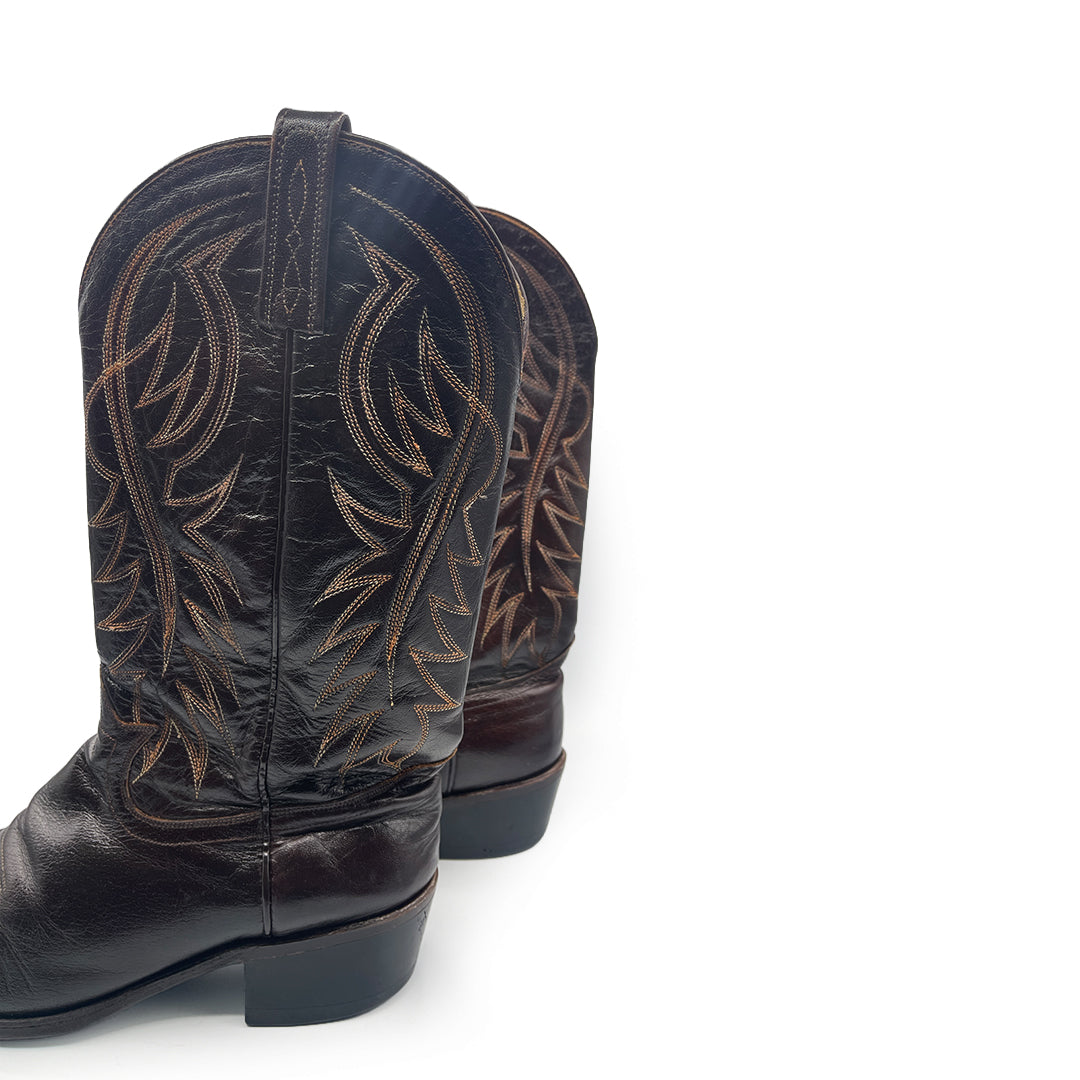 Dan Post Men's Dark Brown Leather Cowboy Boots, 8 UK