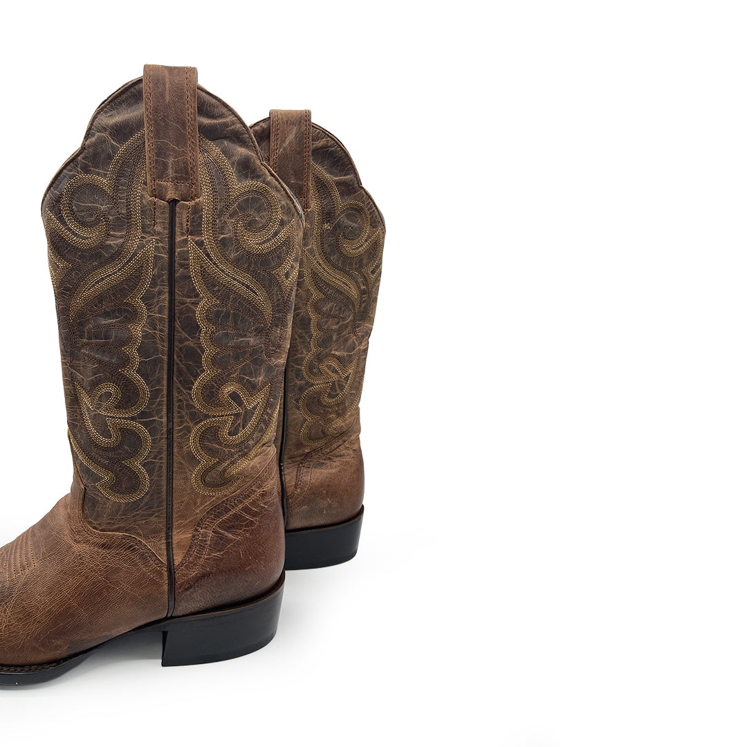 JB Dillon Women's Brown Leather Cowboy Boots, 4 UK