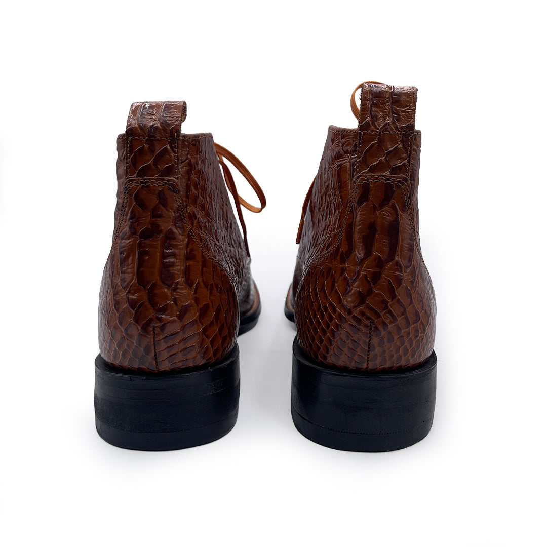 Stacy Adams Men's Brown Leather Anaconda Print Boots, 8 UK