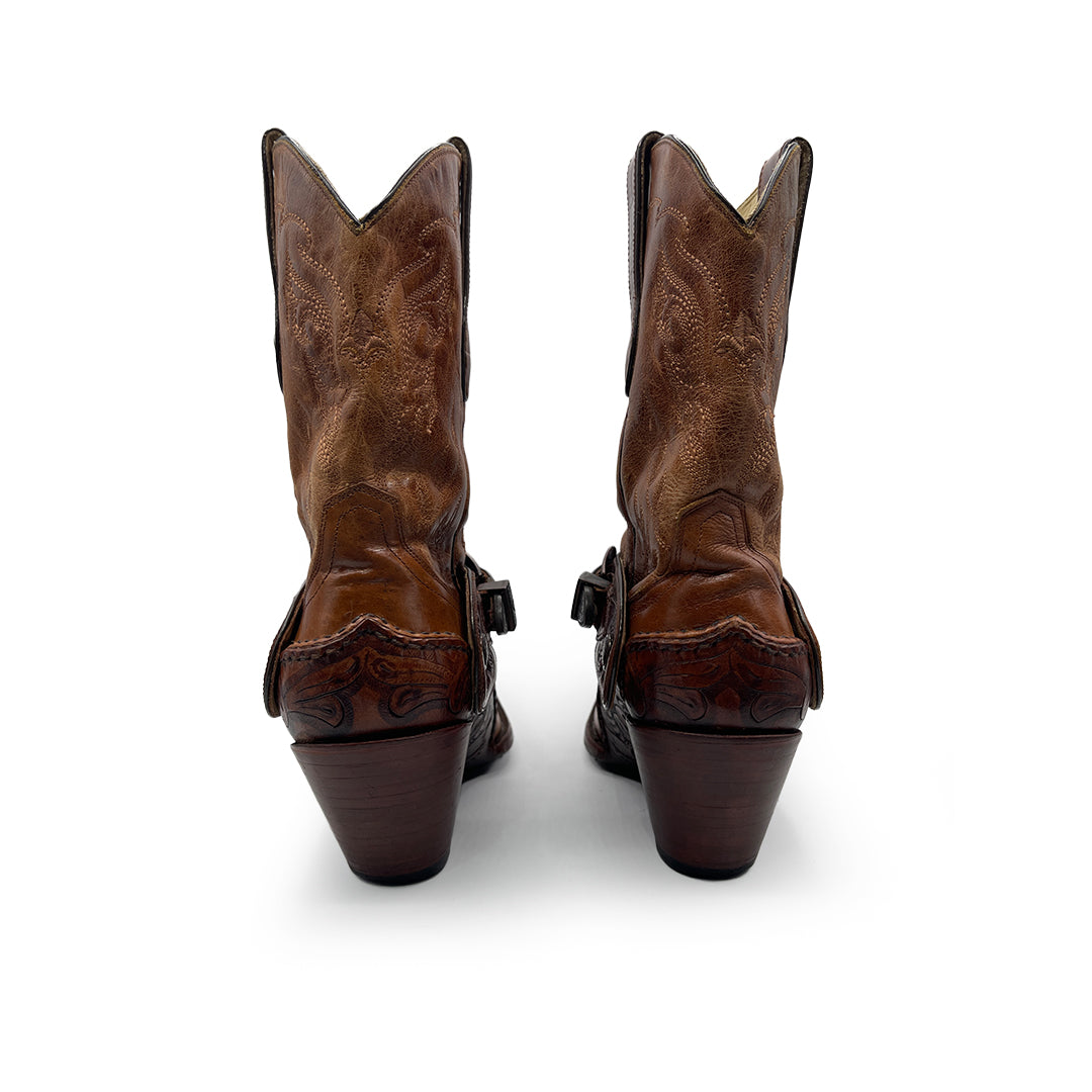 Corral Women's Brown Engraved Leather Cowboy Boots, 6 UK