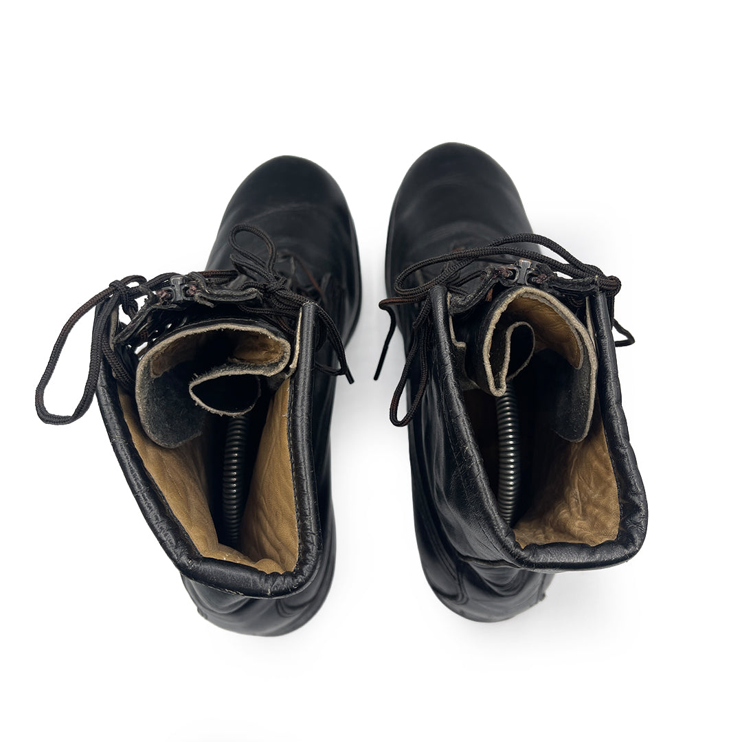 Vintage Men's Black Leather Combat Boots, 7.5 UK