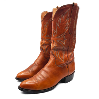 Ammons Vintage Men's Brown Leather Cowboy Boots, 8.5 UK
