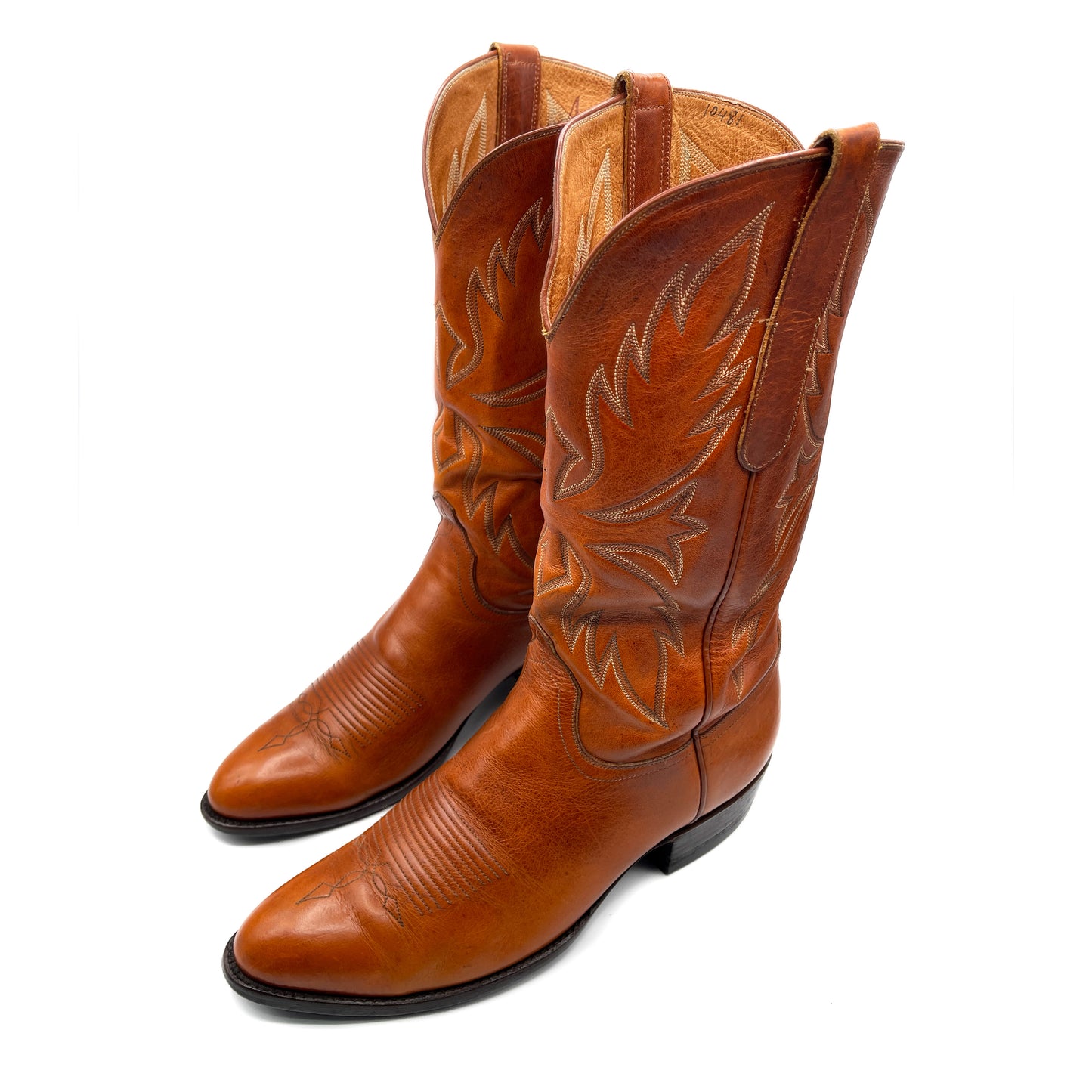 Ammons Vintage Men's Brown Leather Cowboy Boots, 8.5 UK