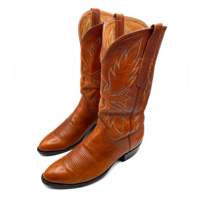 Ammons Vintage Men's Brown Leather Cowboy Boots, 8.5 UK
