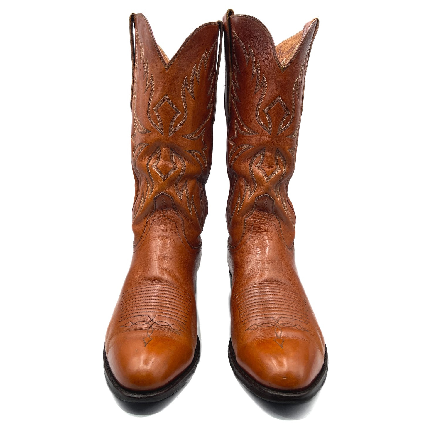 Ammons Vintage Men's Brown Leather Cowboy Boots, 8.5 UK