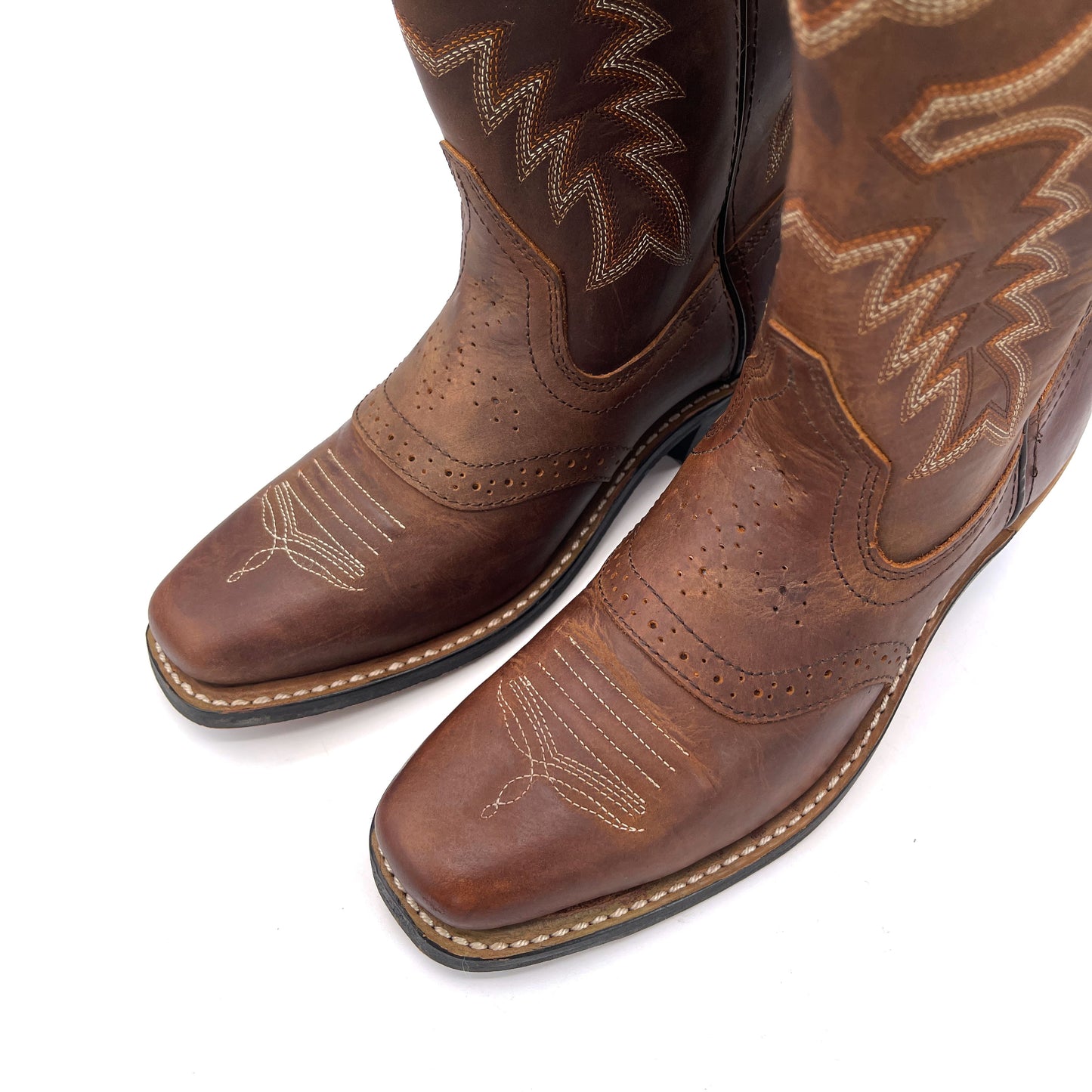 Women's Brown Leather Cowboy Boots, 4.5 UK