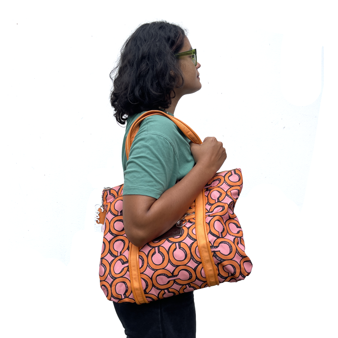 Coach Canvas Orange and Pink bag