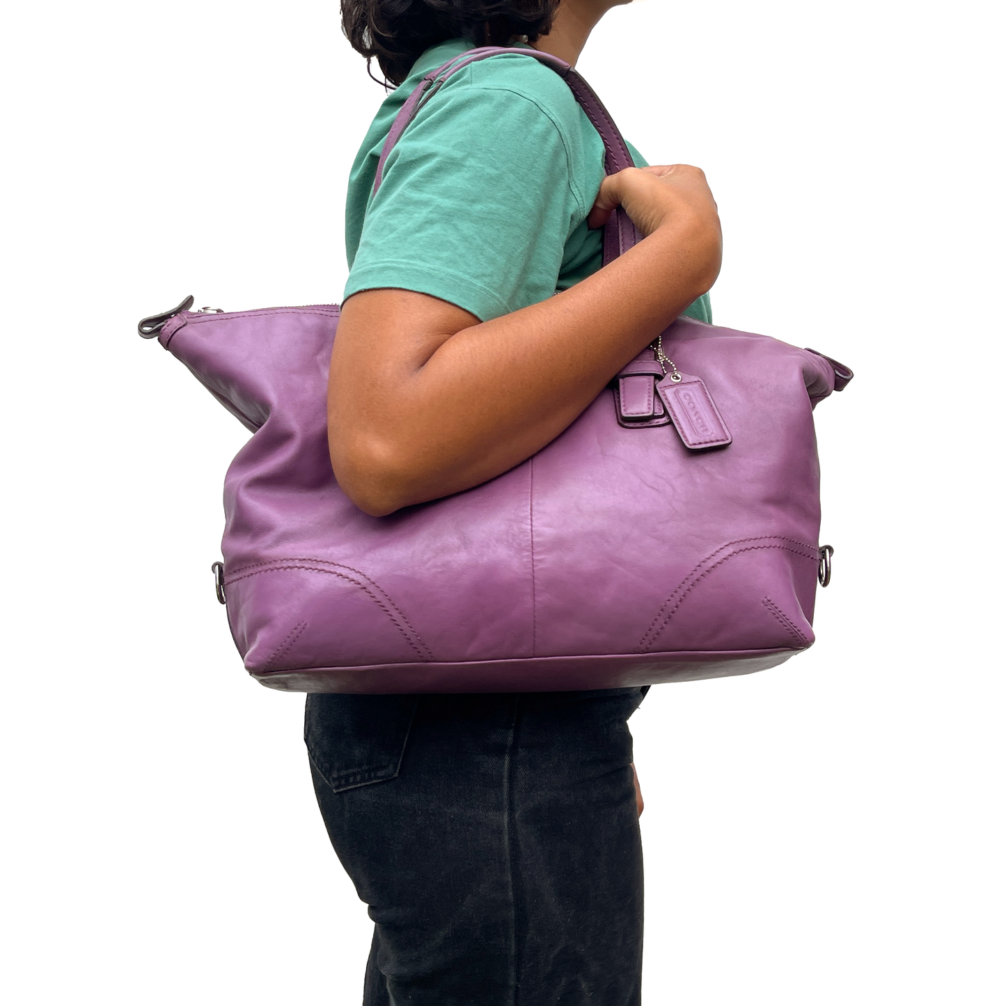 Coach Purple Leather Shoulder Bag