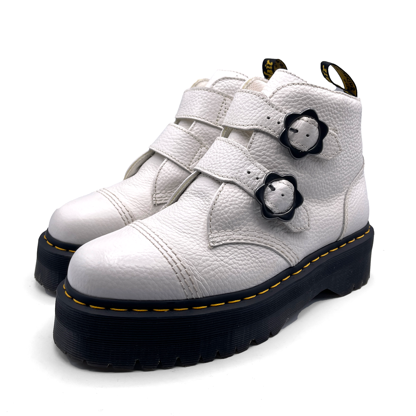 Dr Marten's Women's White Leather Devon Flwr Boots, 8 UK