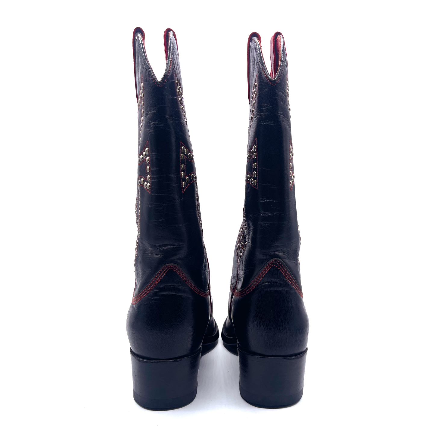 Frye Women's Black and Red Leather Western Boots, 4 UK