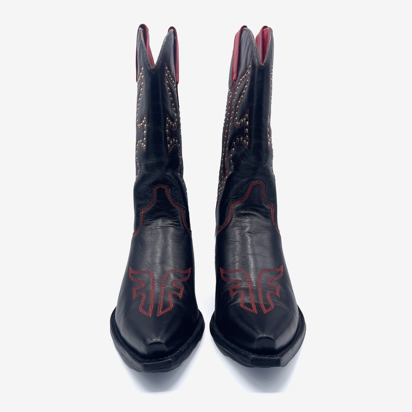Frye Women's Black and Red Leather Western Boots, 4 UK