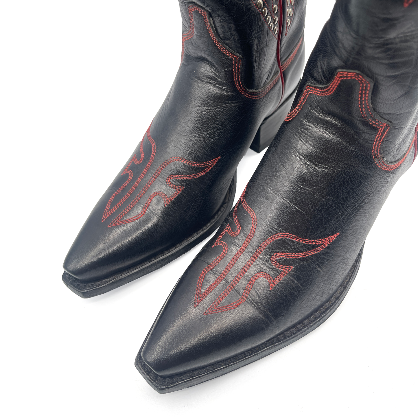 Frye Women's Black and Red Leather Western Boots, 4 UK