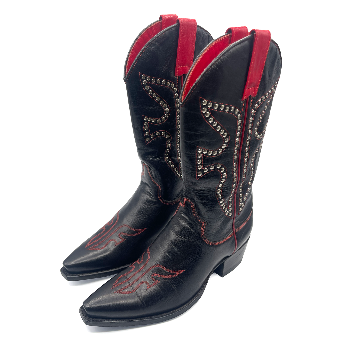 Frye Women's Black and Red Leather Western Boots, 4 UK