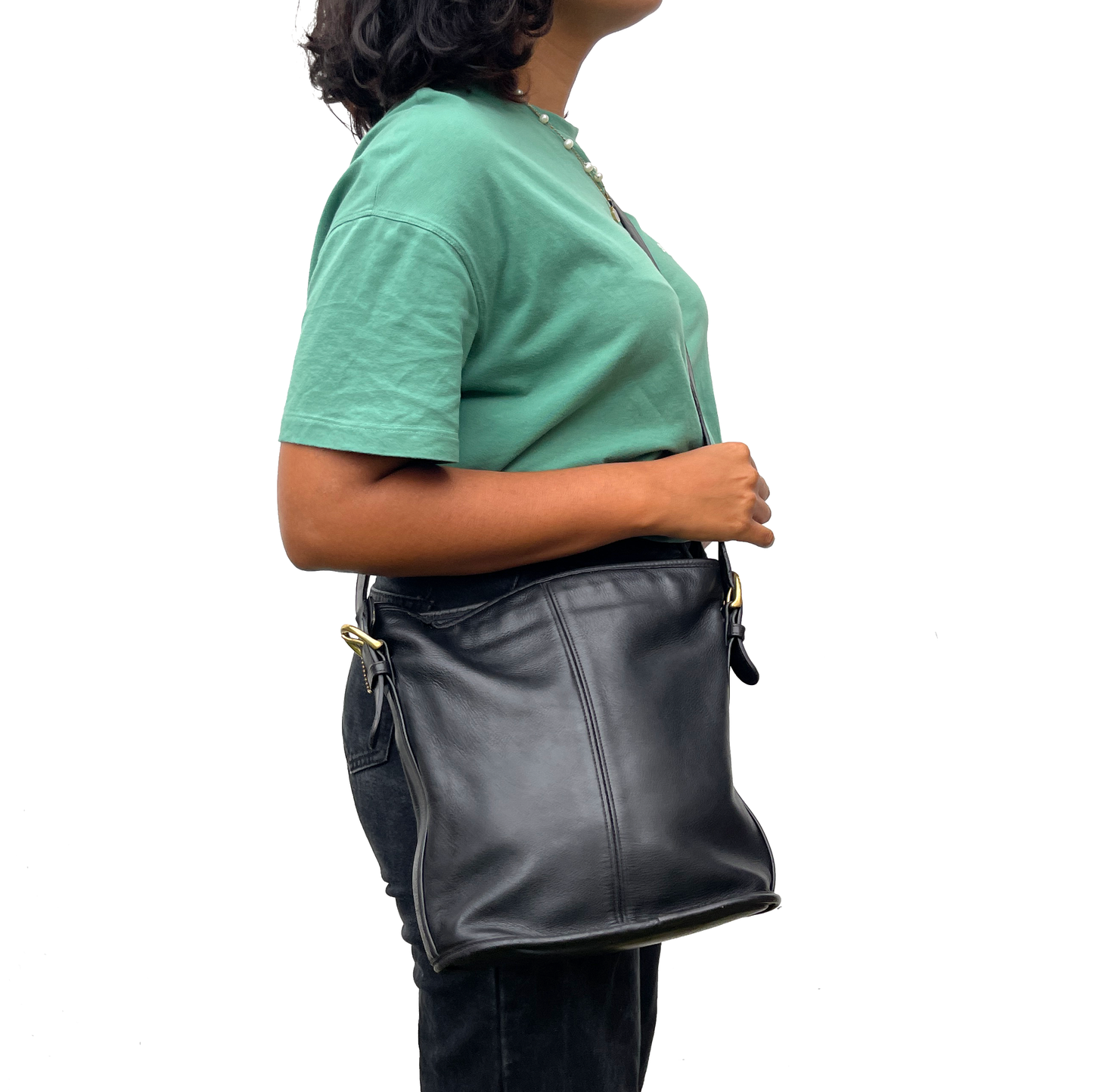 Coach Vintage Black Leather Bucket Bag