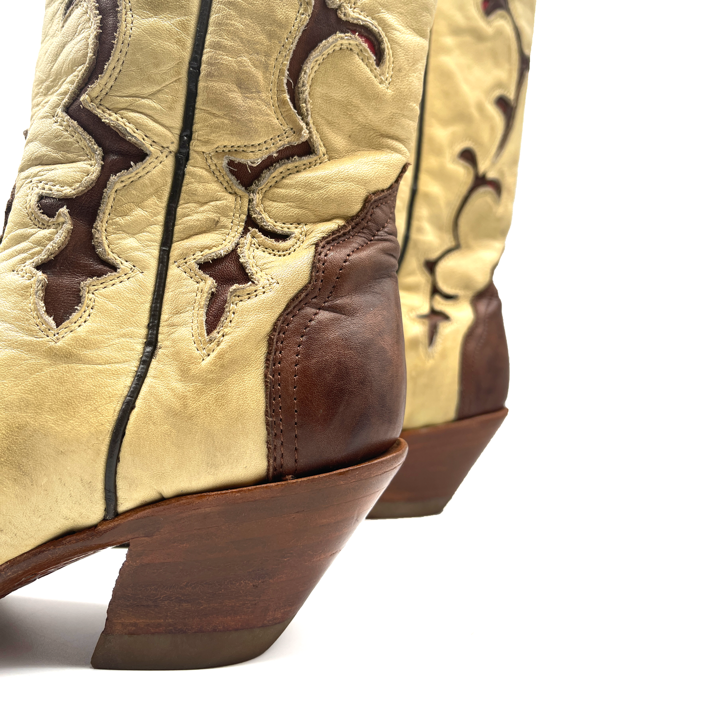 Mezcalero Women's Cream and Brown Cowboy Boots, 4 UK