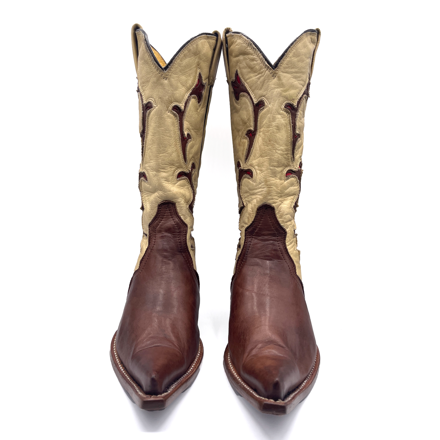 Mezcalero Women's Cream and Brown Cowboy Boots, 4 UK