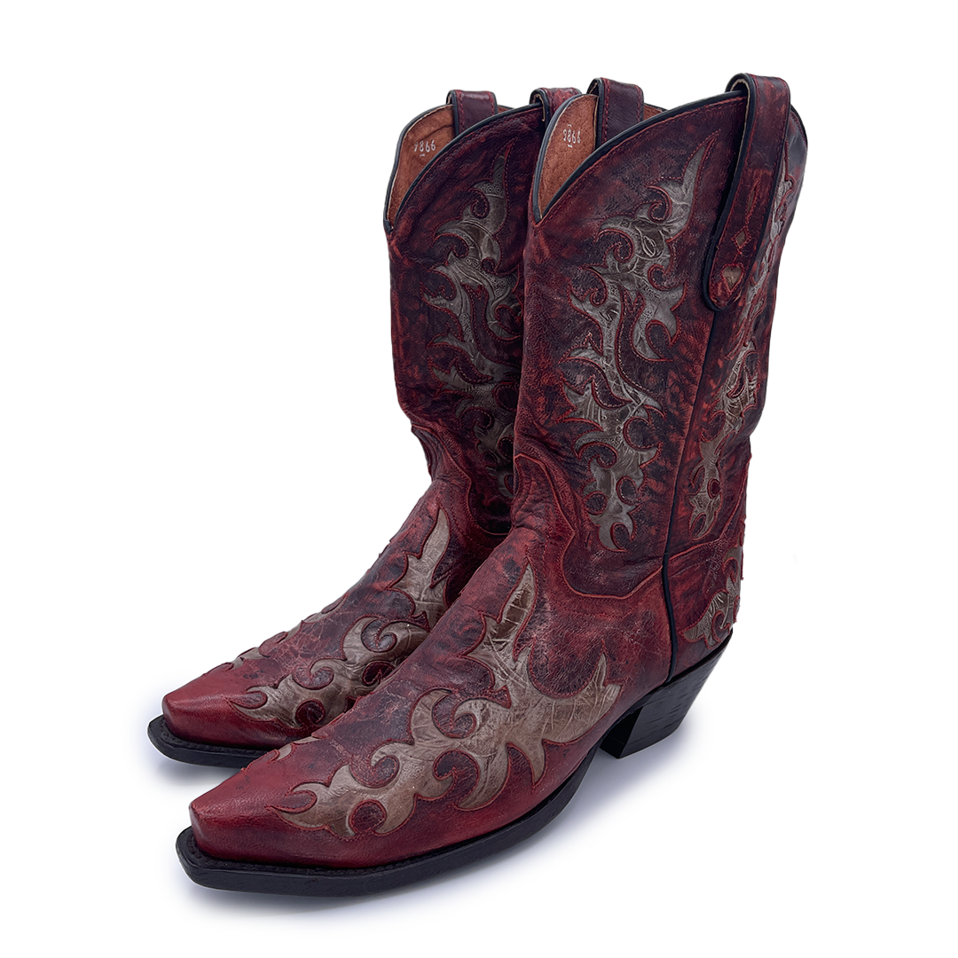 Dan Post Women's Burgundy Leather Cowboy Boots, 7.5 UK