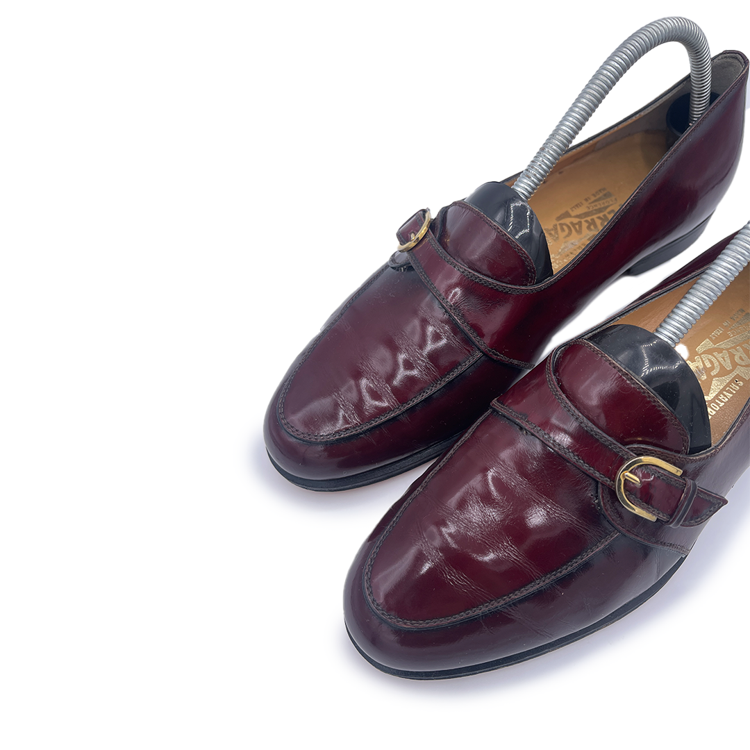 Salvatore Ferragamo Men's Burgundy Leather Loafers, 7.5 UK