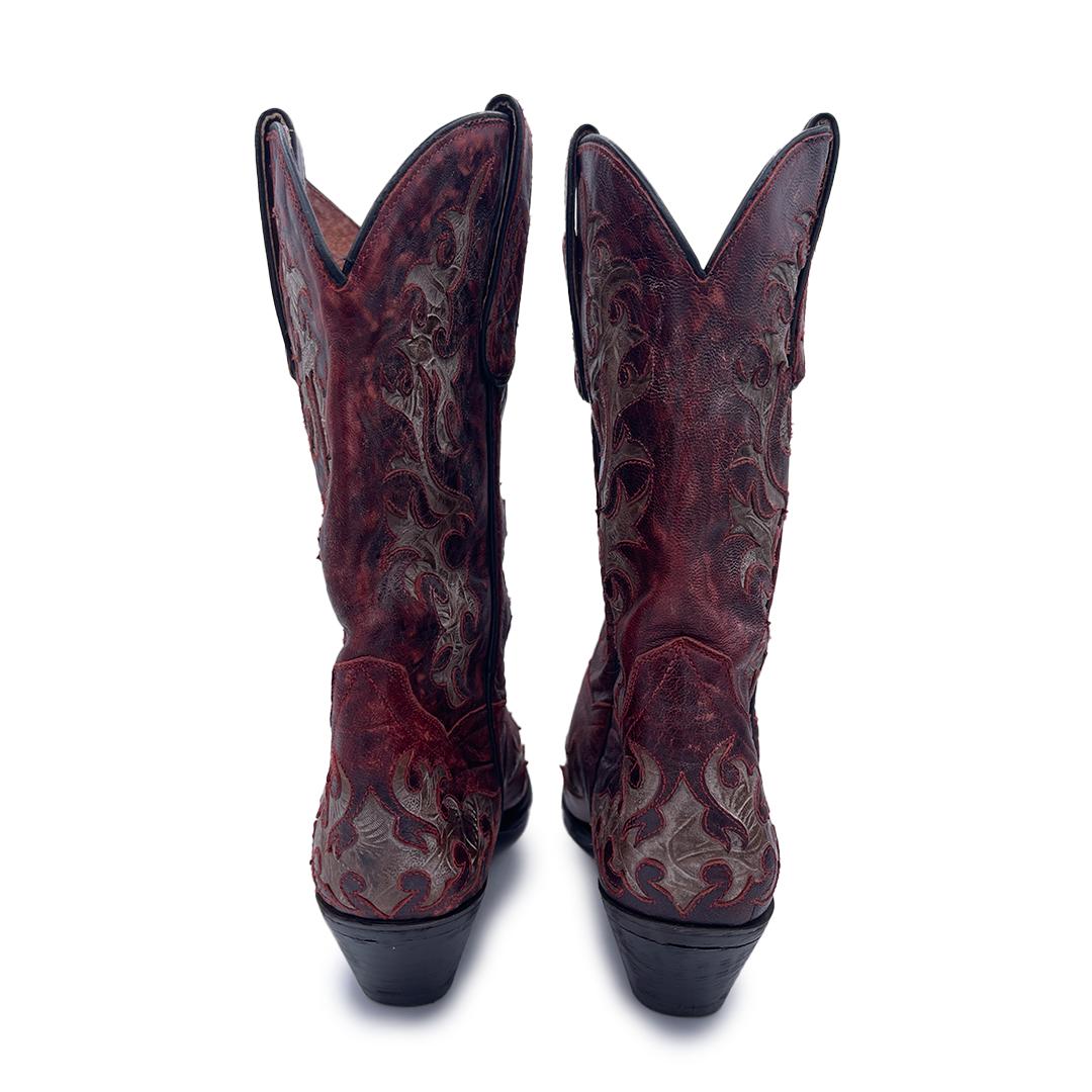 Dan Post Women's Burgundy Leather Cowboy Boots, 7.5 UK