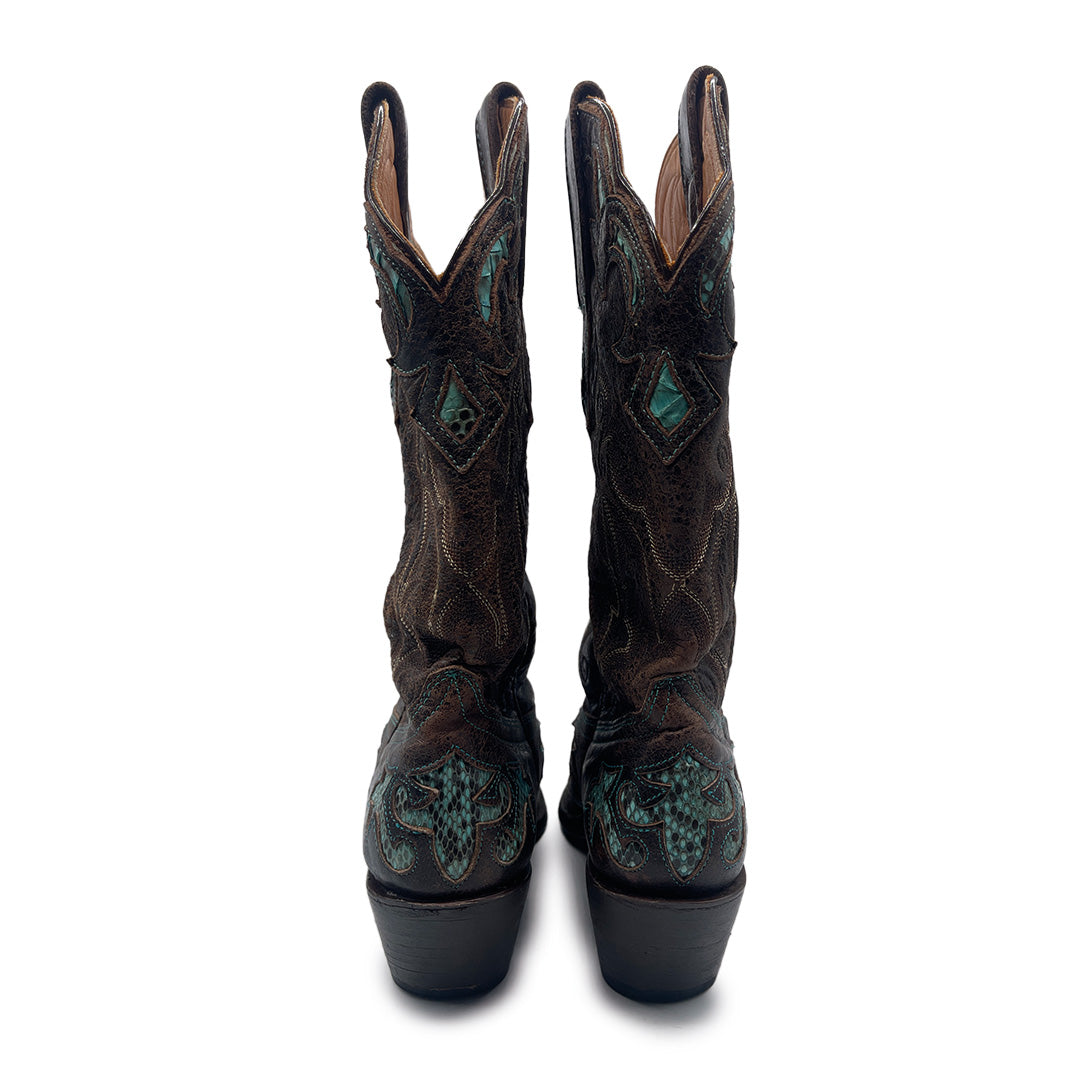 Stetson Vintage Women's Brown Leather Cowboy Boots, 4.5 UK