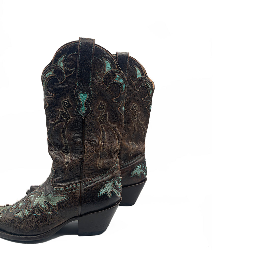Stetson Vintage Women's Brown Leather Cowboy Boots, 4.5 UK