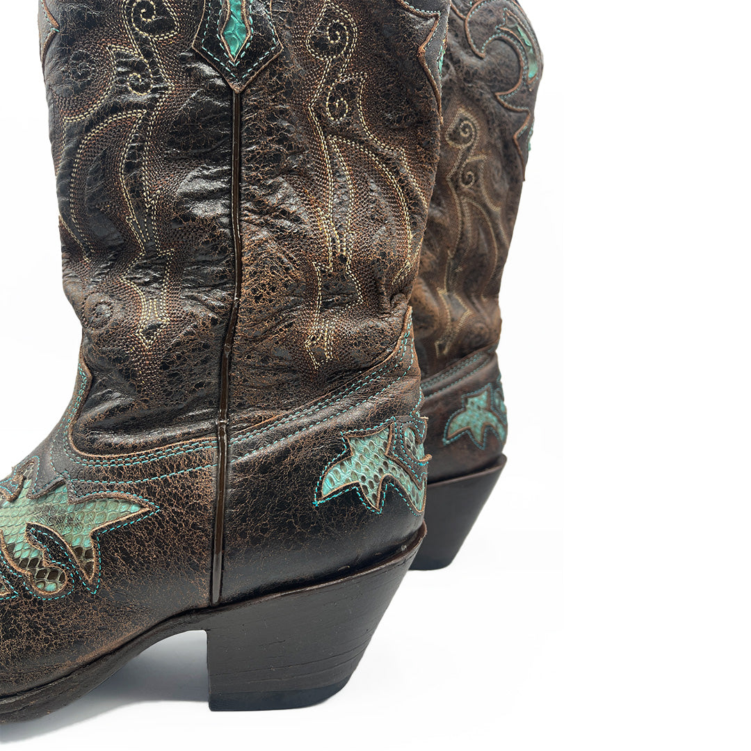 Stetson Vintage Women's Brown Leather Cowboy Boots, 4.5 UK