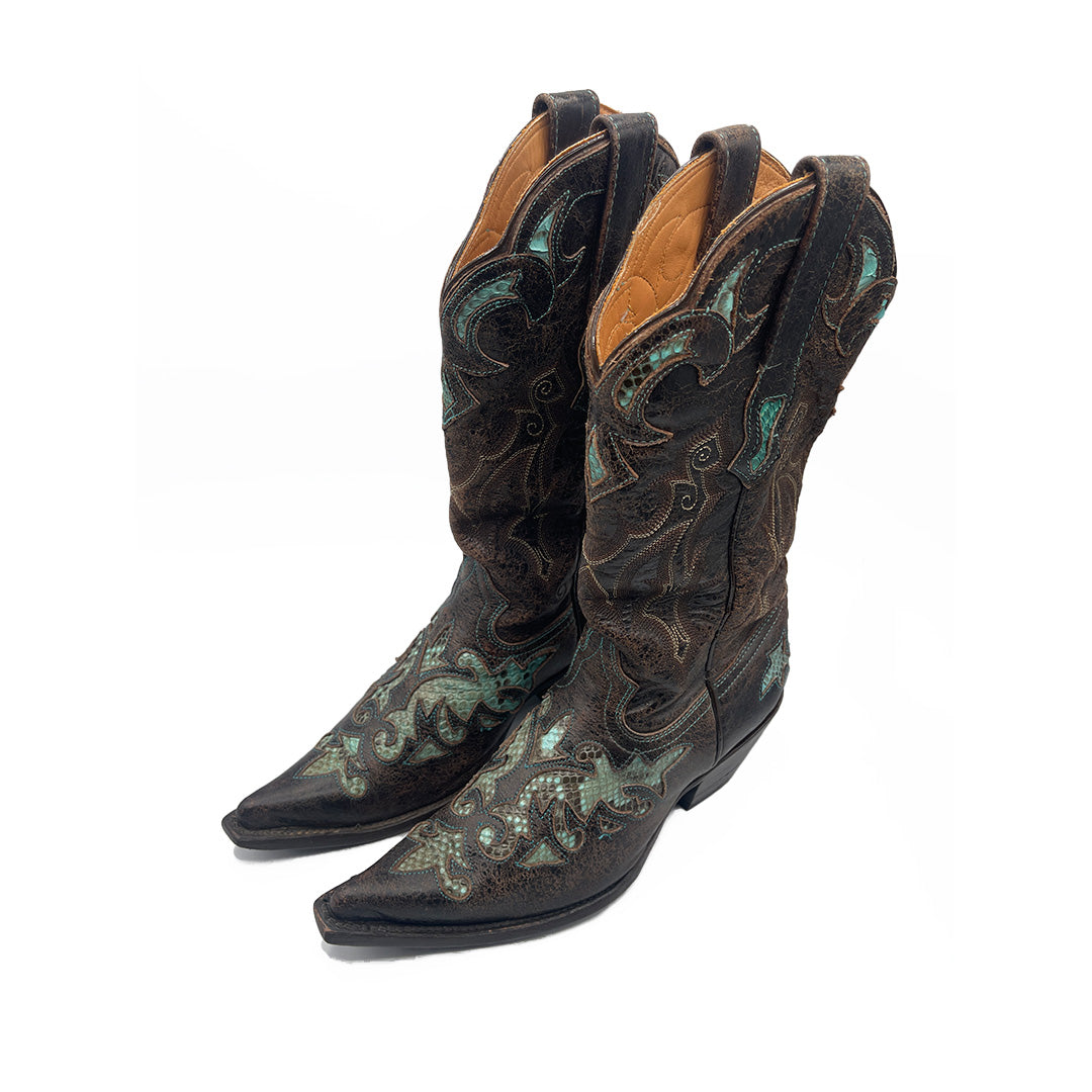 Stetson Vintage Women's Brown Leather Cowboy Boots, 4.5 UK