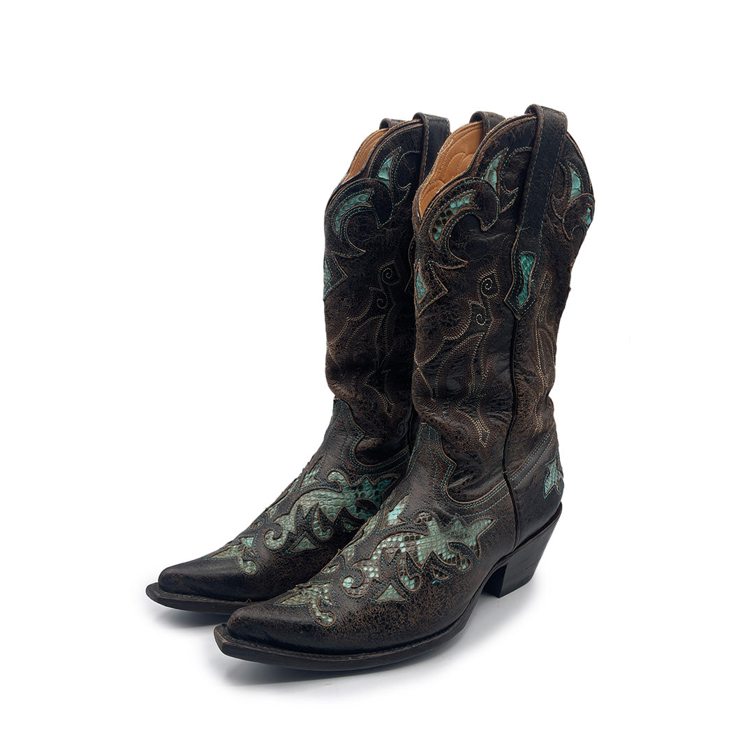 Stetson Vintage Women's Brown Leather Cowboy Boots, 4.5 UK